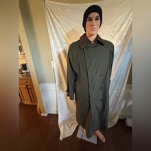 Towne From London Fog Mens 44 Reg Brown and Olive Green Trench Coat [Good]